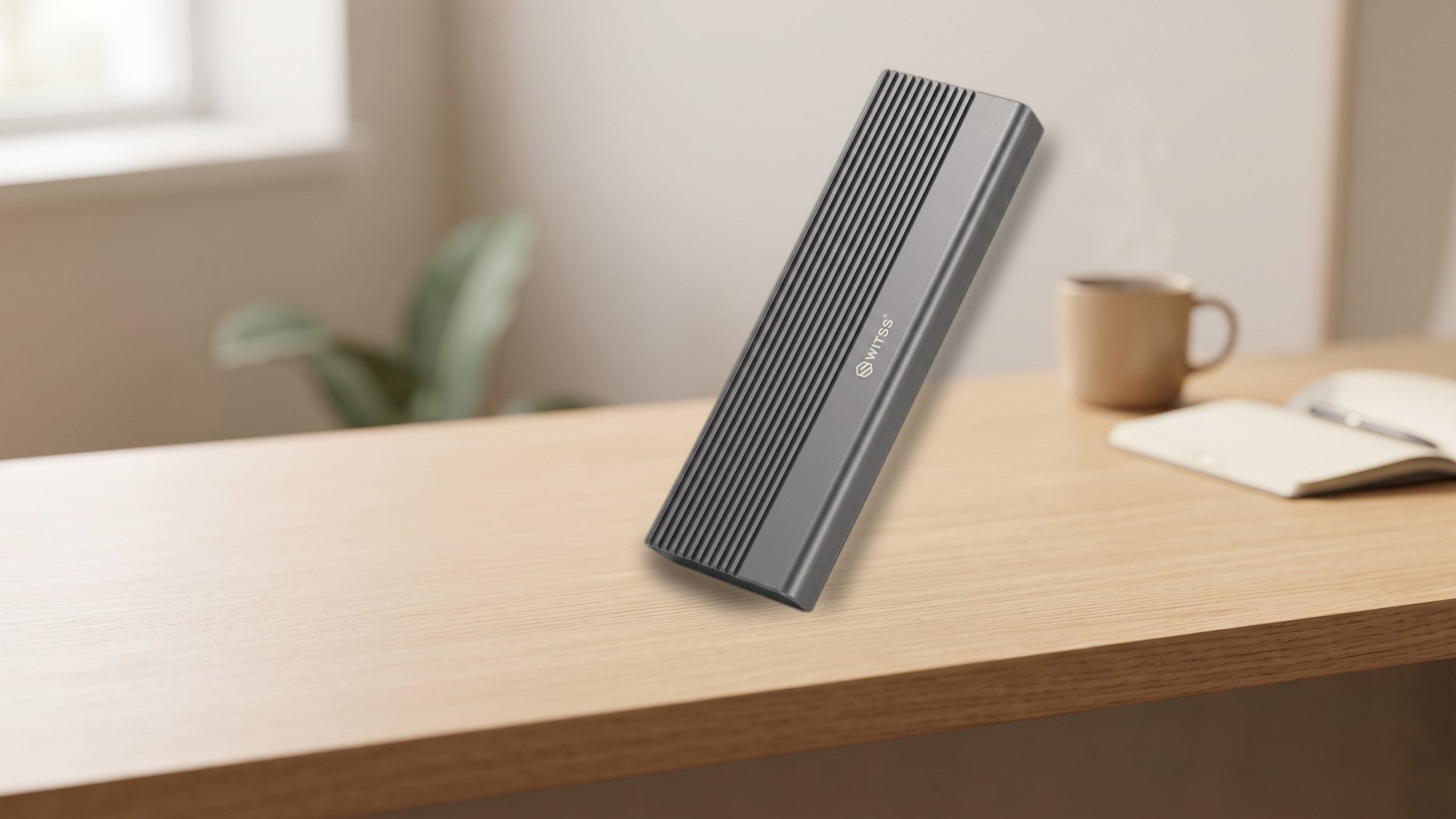 Switss® M.2 SSD enclosure in use, lifestyle shot