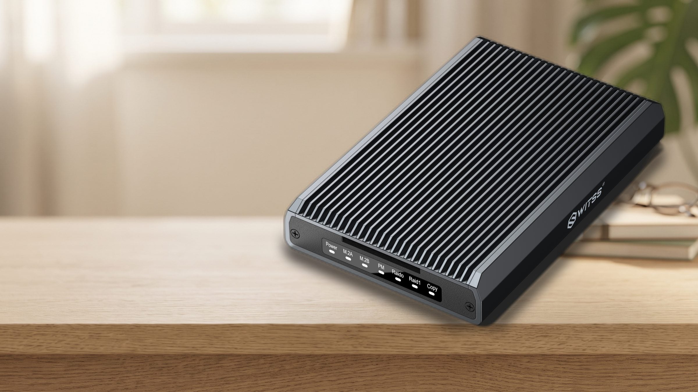 Switss® RAID Dual-Bay M.2 SSD enclosure in use, lifestyle image