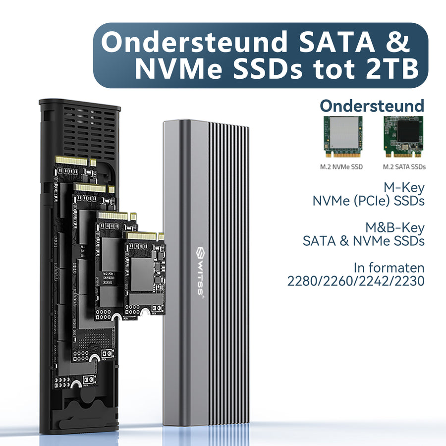 Open behuizing met een M.2 SSD in het slot