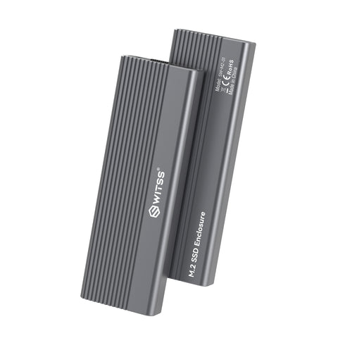 Switss® M.2 SSD-behuizing in grijs aluminium met koelribben, twee stuks rechtop