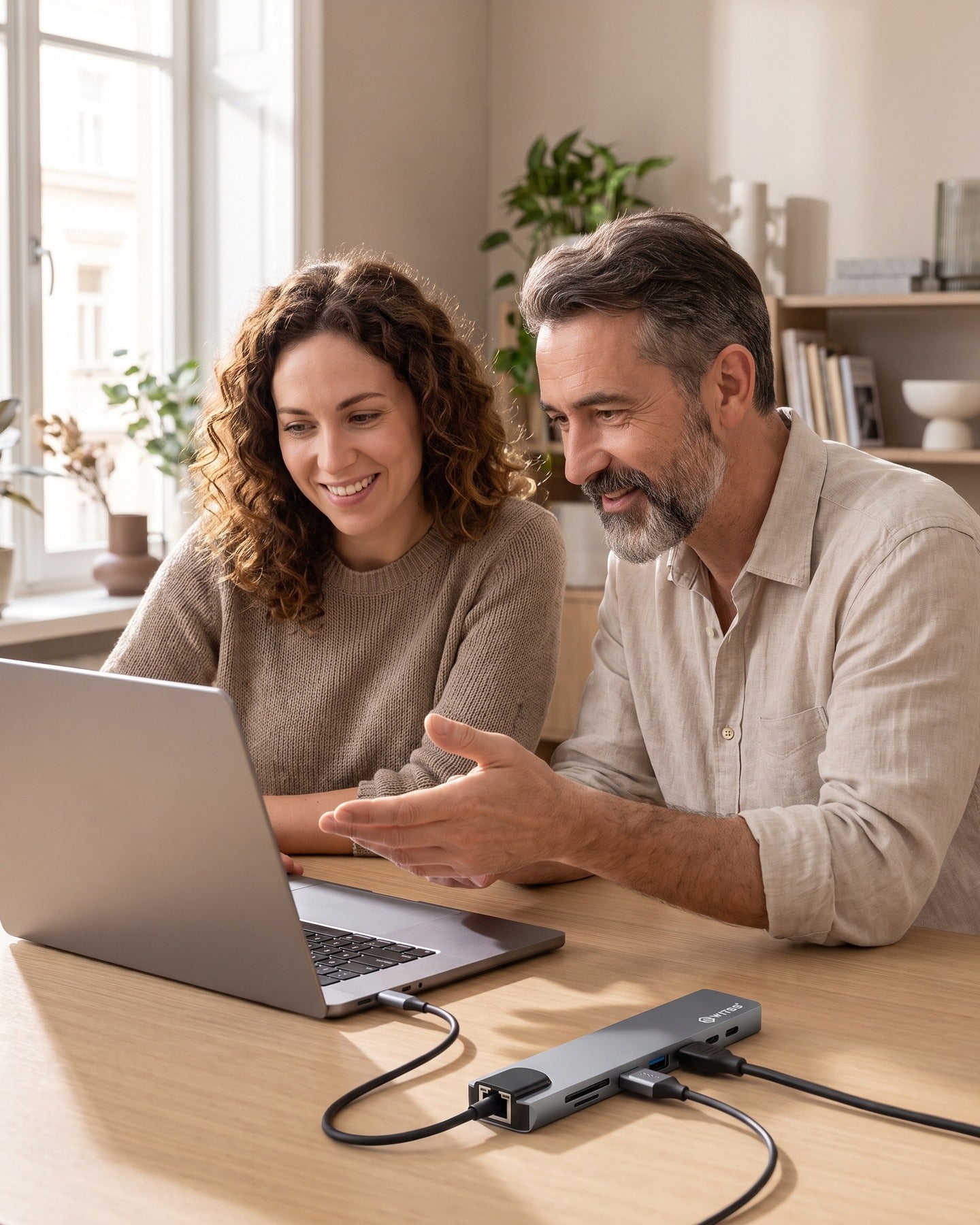 Switss® USB-C hub met extra poorten naast een laptop