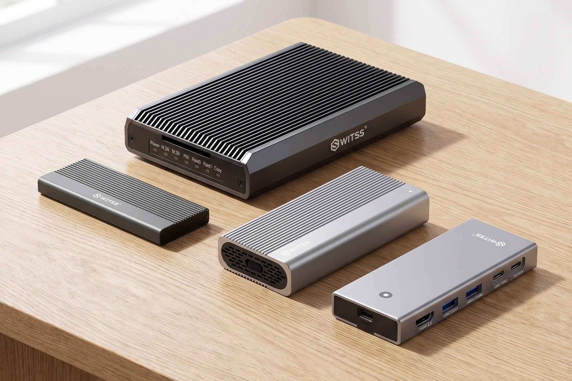 Het Switss®-assortiment: behuizingen voor opslag en USB-C hubs
