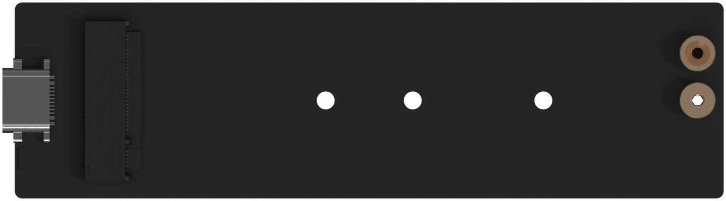 Top view of the tray with the four holes for the screw: 2230, 2242, 2260 and 2280